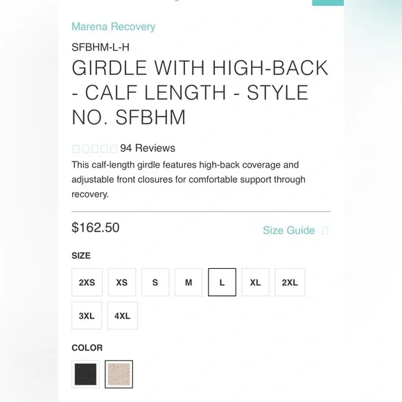 Marena Recovery Calf-Length Bodysuit With High-Back | SFBHM | Beige | L | New - Picture 4 of 11